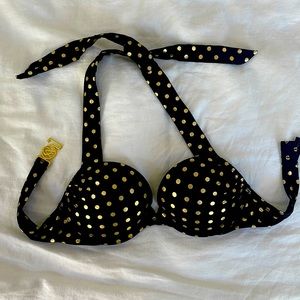 Victoria’s Secret push up bathing suite top. Black and gold polka dots.